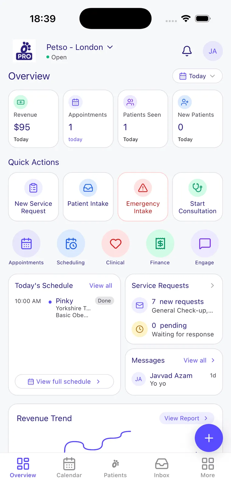 The Petso Pro dashboard on mobile
