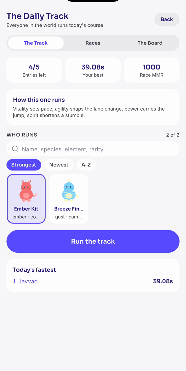 Pick your runner, see today's fastest